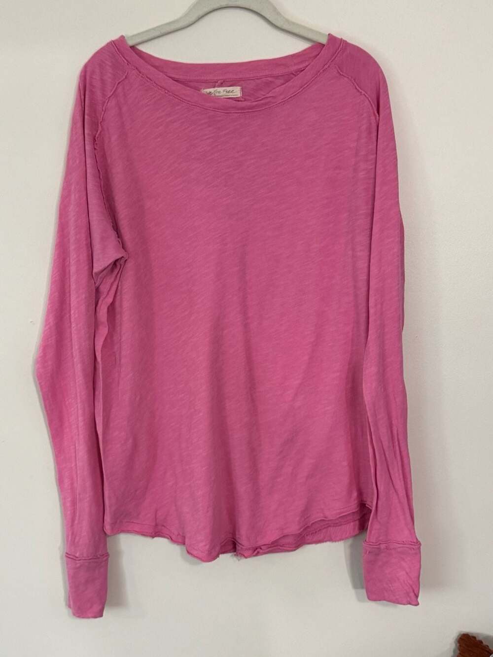 We The Free Long Sleeve T-Shirt Size Small Pink Cotton Distressed